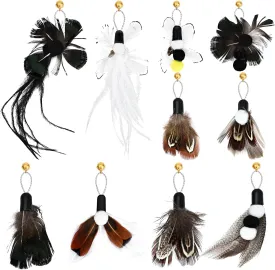 10 Pieces Cat Feather Toys Replacement Insect Cat Toy Wand Refills Cats Toy Replacement Natural Bird Feathers for Cats Toys