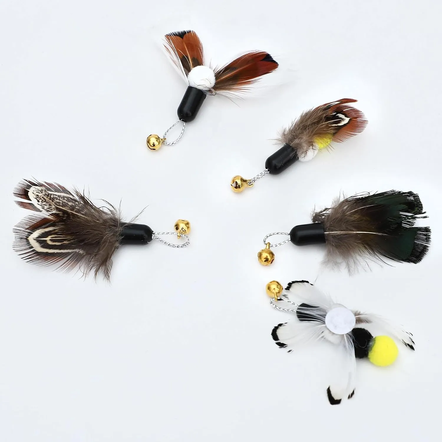 10 Pieces Cat Feather Toys Replacement Insect Cat Toy Wand Refills Cats Toy Replacement Natural Bird Feathers for Cats Toys