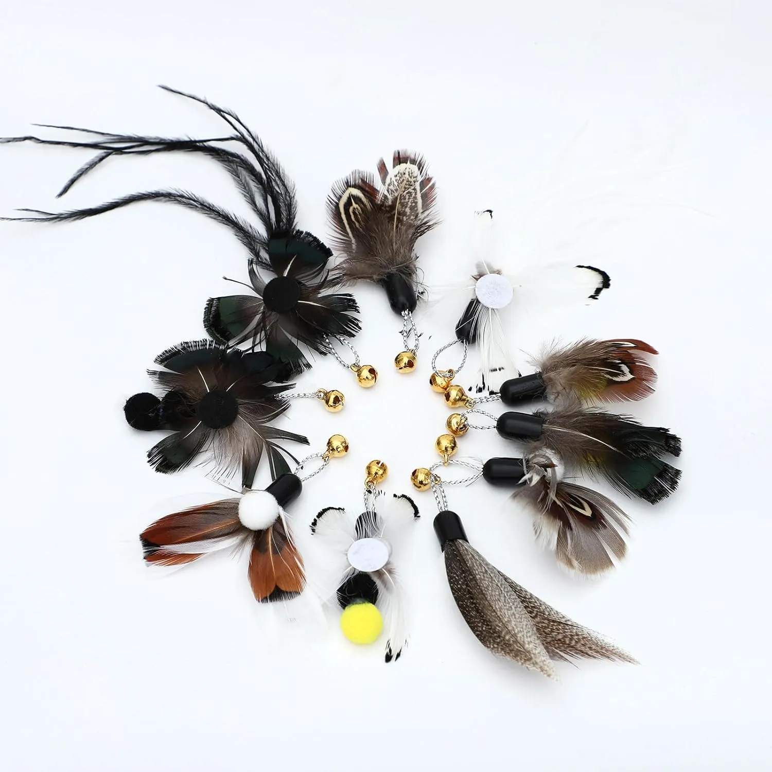10 Pieces Cat Feather Toys Replacement Insect Cat Toy Wand Refills Cats Toy Replacement Natural Bird Feathers for Cats Toys