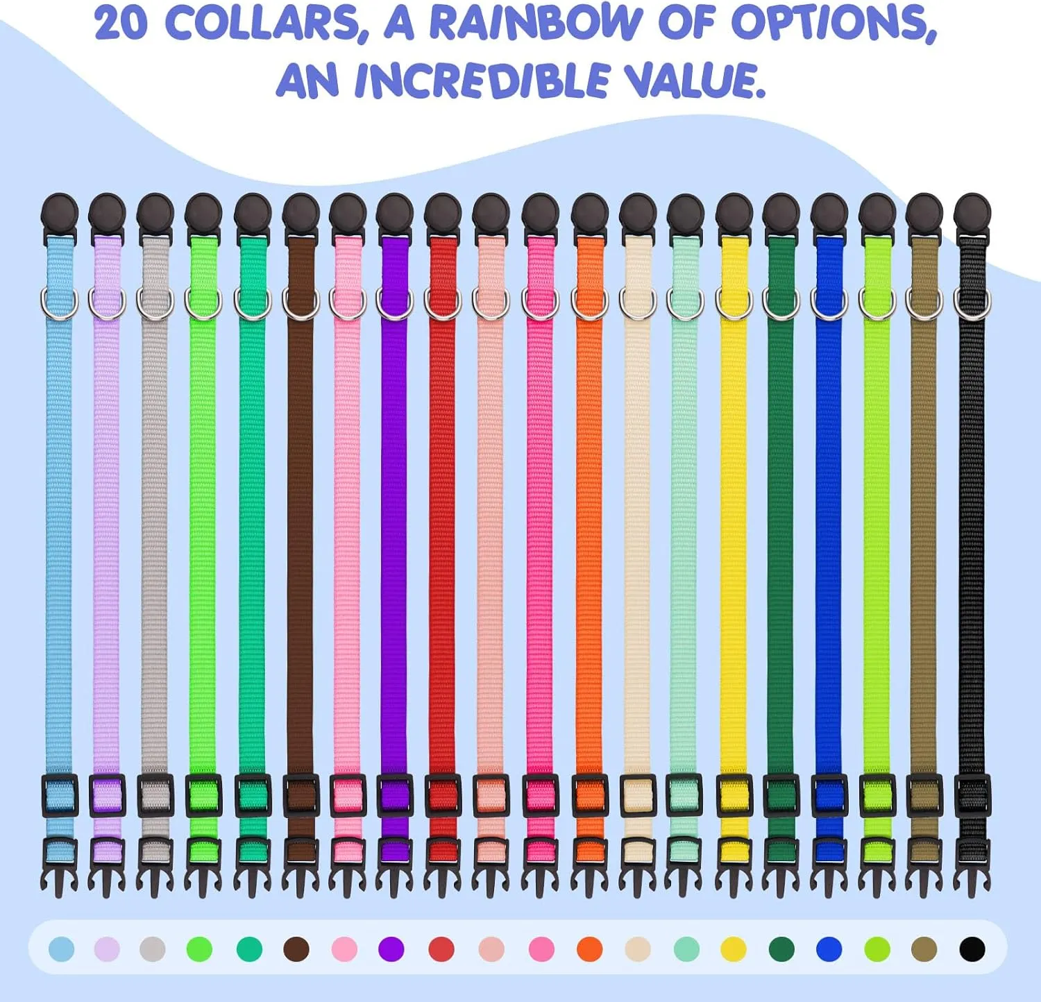 20 Pack Puppy Collars,Puppy Collars for Small Puppies Litter Safety Buckle Soft Nylon Whelping Collars Newborn Puppy Collars for Litter Puppies Collars(S)
