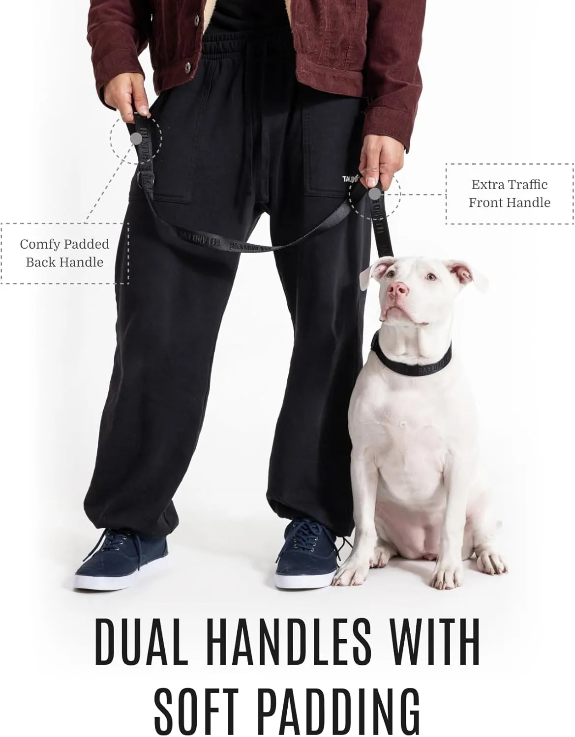 2025 New Edition, Fei & Eve Classic Dog Leash - 6FT, Dual Padded Handles, 360 Swivel Hook, Heavy Duty 210D Nylon - No-Pull Design with Traffic Control Handle - for Small/Medium/Large Dogs, Black