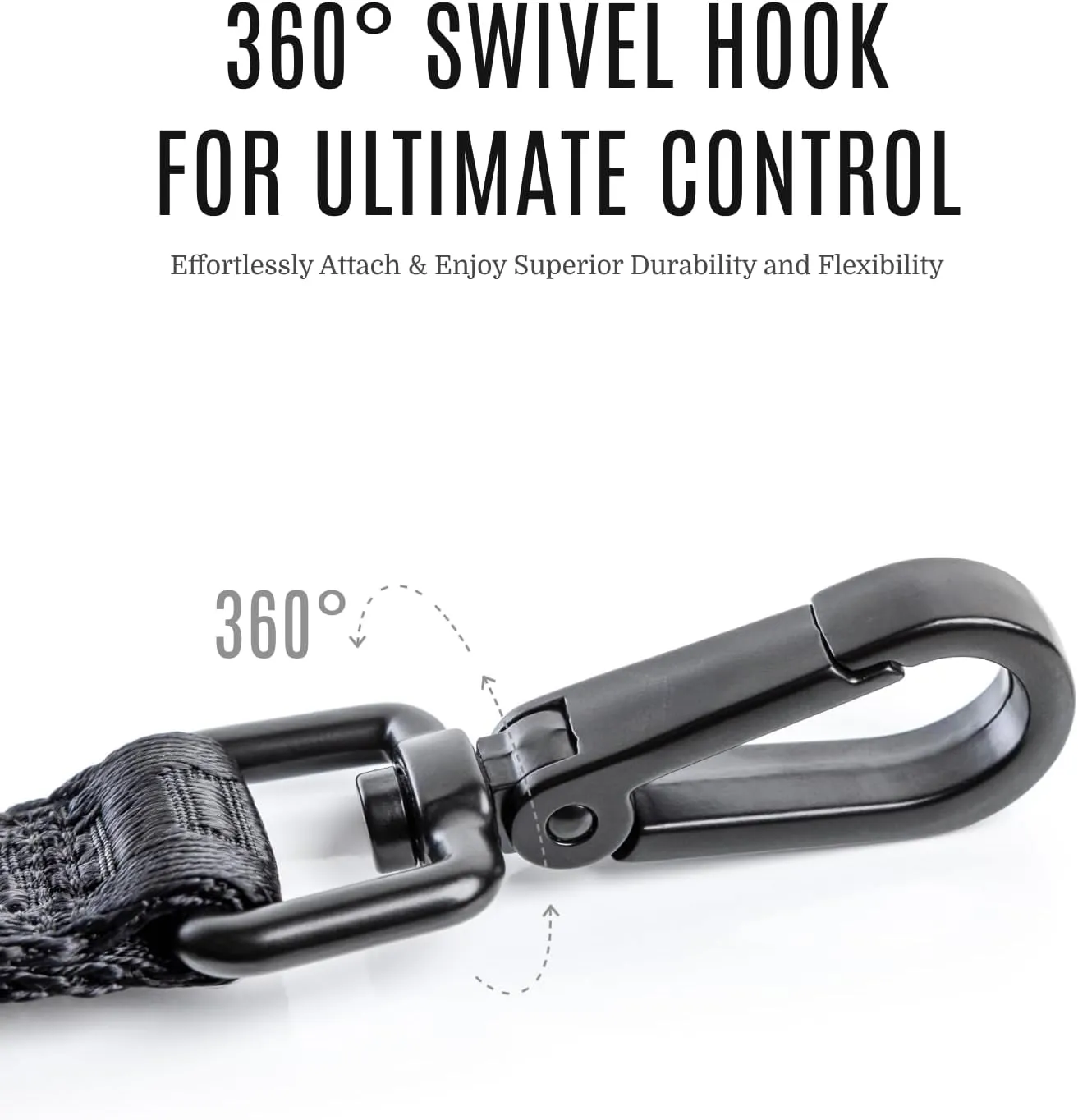 2025 New Edition, Fei & Eve Classic Dog Leash - 6FT, Dual Padded Handles, 360 Swivel Hook, Heavy Duty 210D Nylon - No-Pull Design with Traffic Control Handle - for Small/Medium/Large Dogs, Black