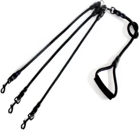 3 in 1 Durable Nylon Dog Leash with Padded Handle, 360 Swivel No Tangle Climbing Rope Removable Pet Traction Rope, Lead for Medium Large Dogs Black
