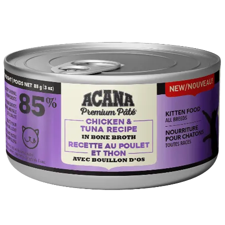 ACANA Premium Pate Chicken & Tuna Kitten Recipe Canned Cat Food, 3oz