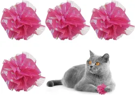Andiker Crinkle Cat Ball Toy, 4pcs Candy Color Interactive Cat Toy for Indoor Cats Suitable for Party Decoration, Shiny Foil Cat Enrichment Toys for Kitty Reduce Anxiety and Boredom (Pink)