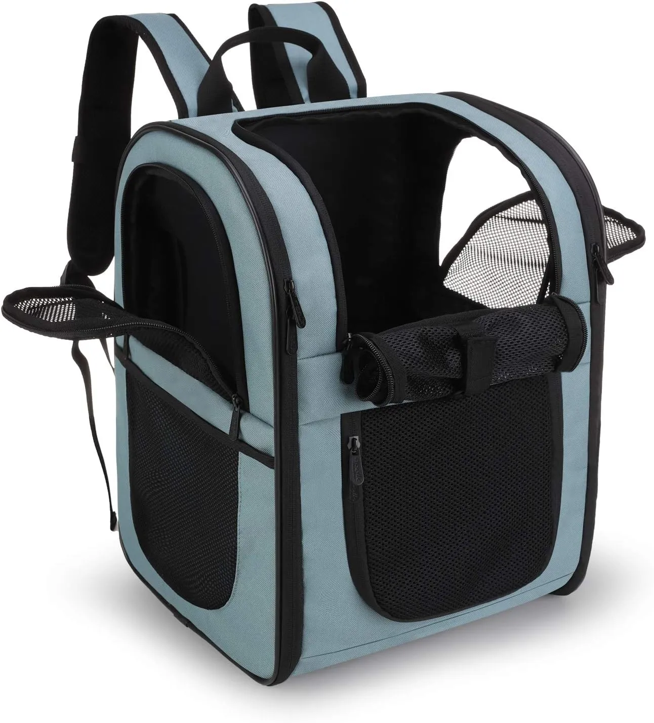 APOLLO WALKER Pet Carrier Backpack for Small Cats and Dogs, Puppies, Two-Sided Entry, Safety Features and Cushion Back Support for Travel, Hiking, Outdoor Use (Blue)