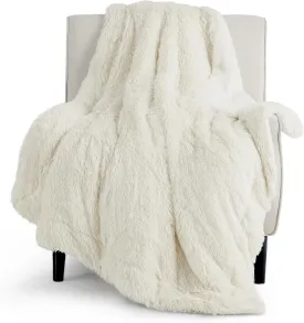 Bedsure Fluffy Cream Throw Blanket Gifts for Women, Men, Soft Fleece Cozy Fuzzy Sherpa Plush Warm Minky Thick Faux Fur Throws for Couch, Bed, Cream Decor House Blanket Gifts for Mom Kids, 50x60