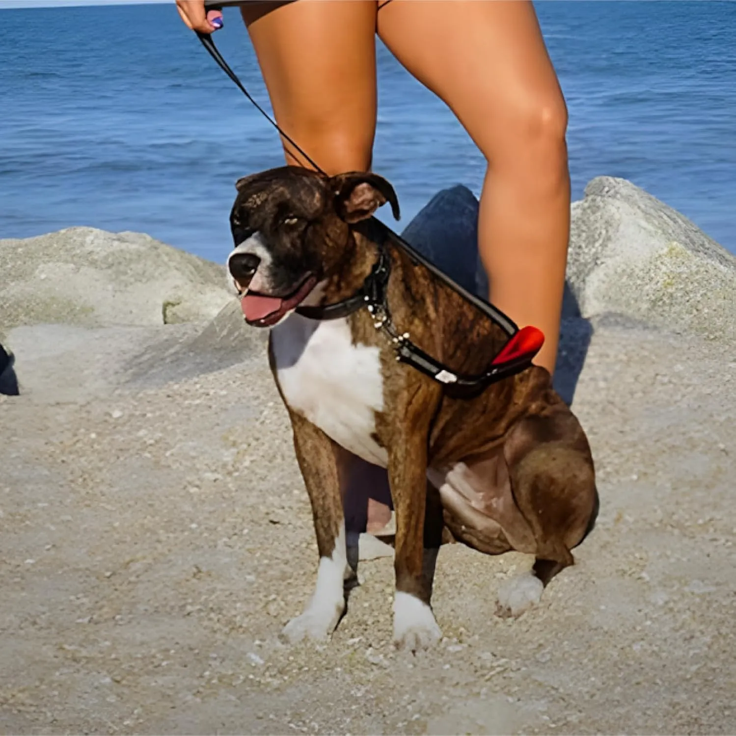 Black Rhino 6 ft Long Heavy Duty Dog Leash with Traffic Handle for Medium and Large Dogs - with Padded Neoprene Dual Handles, Bag and Clip - Reflective, Durable, and Weather Resistant - Red