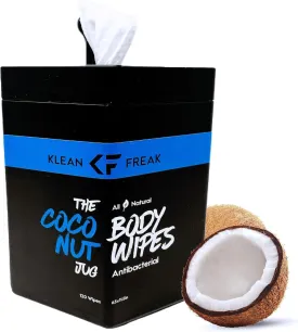 Body Wipes - for Face and Body, No Water, Wipe Away Sweat and Odor, Large Textured, Travel, Gym, Camping and More, 120 Cnt Jug (Coconut)