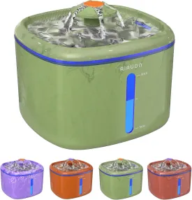Cat Water Fountain 84oz/2.5L - Automatic Pet Fountain & Dog Water Dispenser with Replacement Filters & Feeding Mat for Cats, Dogs, Multiple Pets (Camouflage Green)