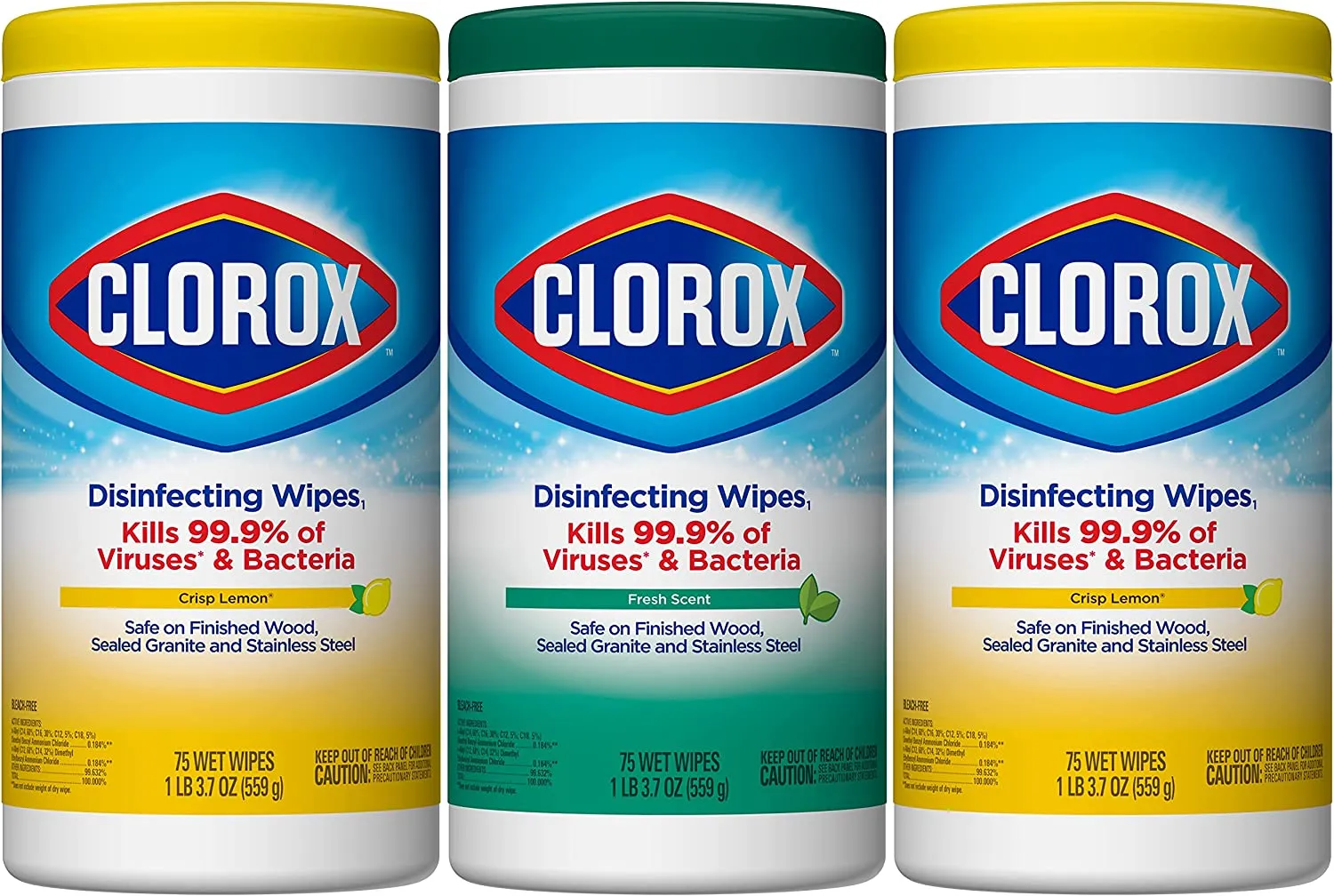 Clorox Disinfecting Wipes Value Pack,75 Count (Pack of 3) (Package May Vary)