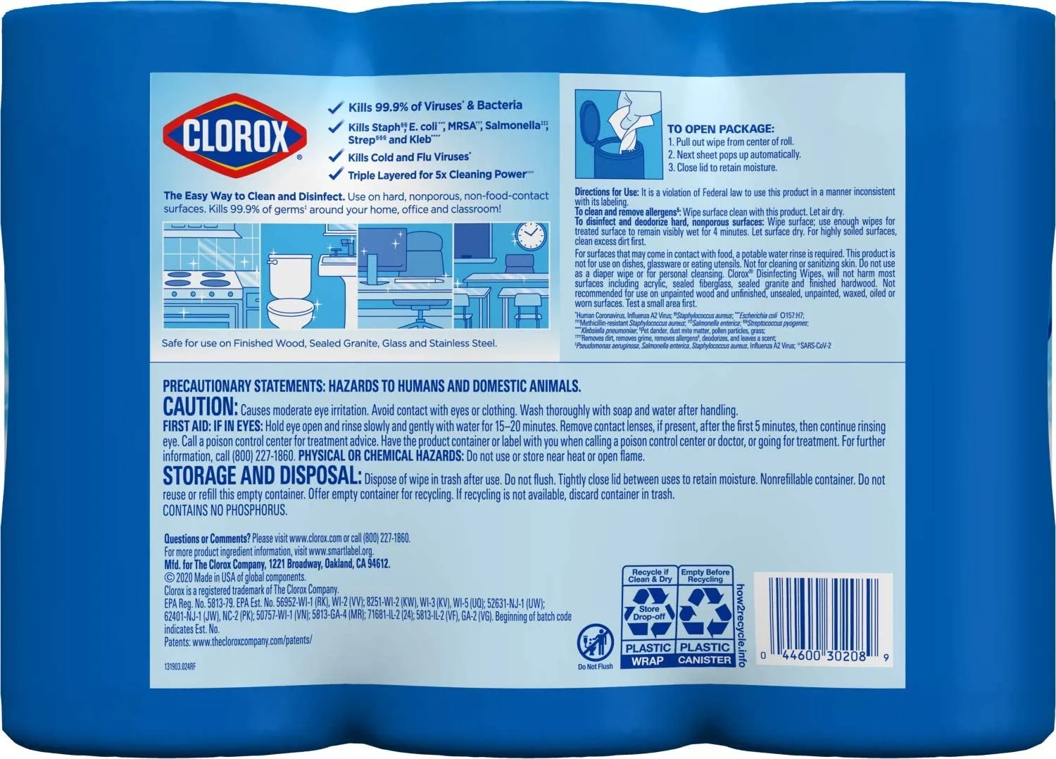 Clorox Disinfecting Wipes Value Pack,75 Count (Pack of 3) (Package May Vary)