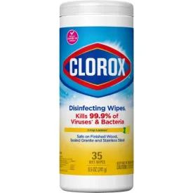 Clorox® Surface Disinfectant Premoistened Manual Pull Wipe 35 Count Canister Lemon Scent NonSterile - The Clorox Company  Mfr# 01594