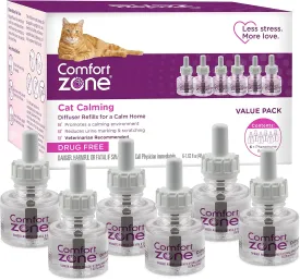 COMFORT ZONE 6 Pack Cat Calming Diffuser Refills; 30-day Refills; Pheromones Help Cat Anxiety
