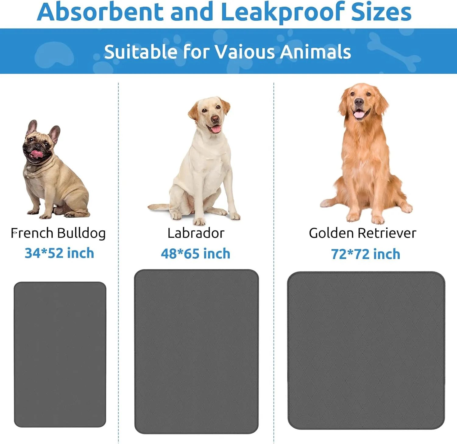 CoolShields Washable Puppy Dog Pee Pad, 72" X72" Extra Large, Waterproof Whelping Training Pet Mat for Playpen, Crate, Potty, Floor, Bed, Sofa and Trunk, Reusable Pee Pads for Dogs, Cats, Bunny