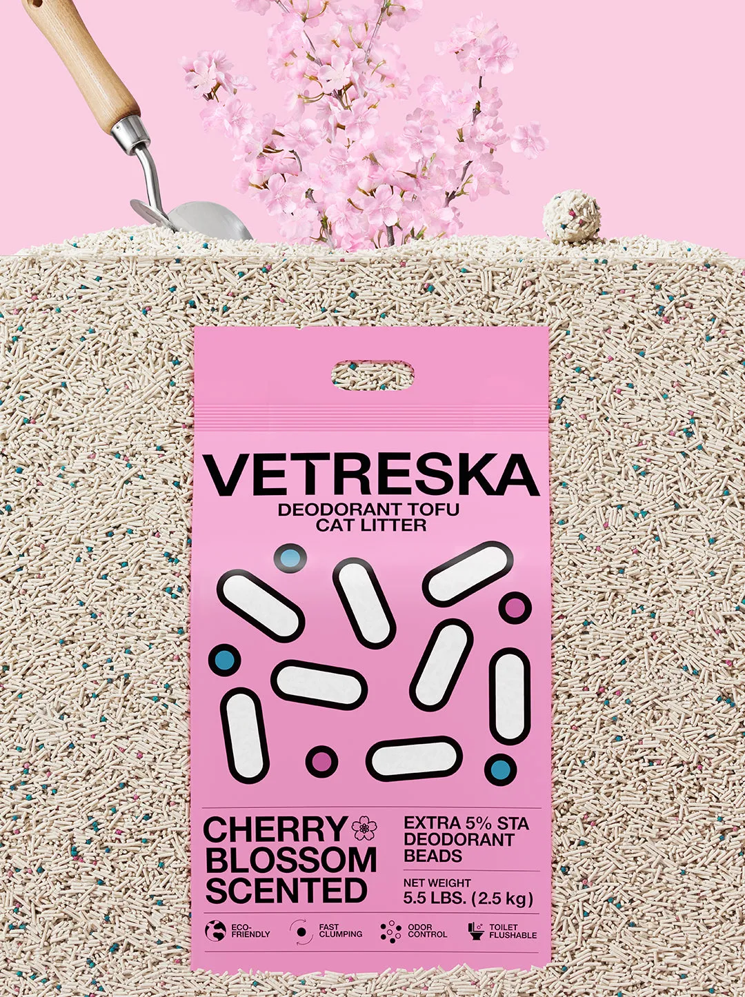 Deodorant Tofu Cat Litter  (Cherry Blossom Scented)