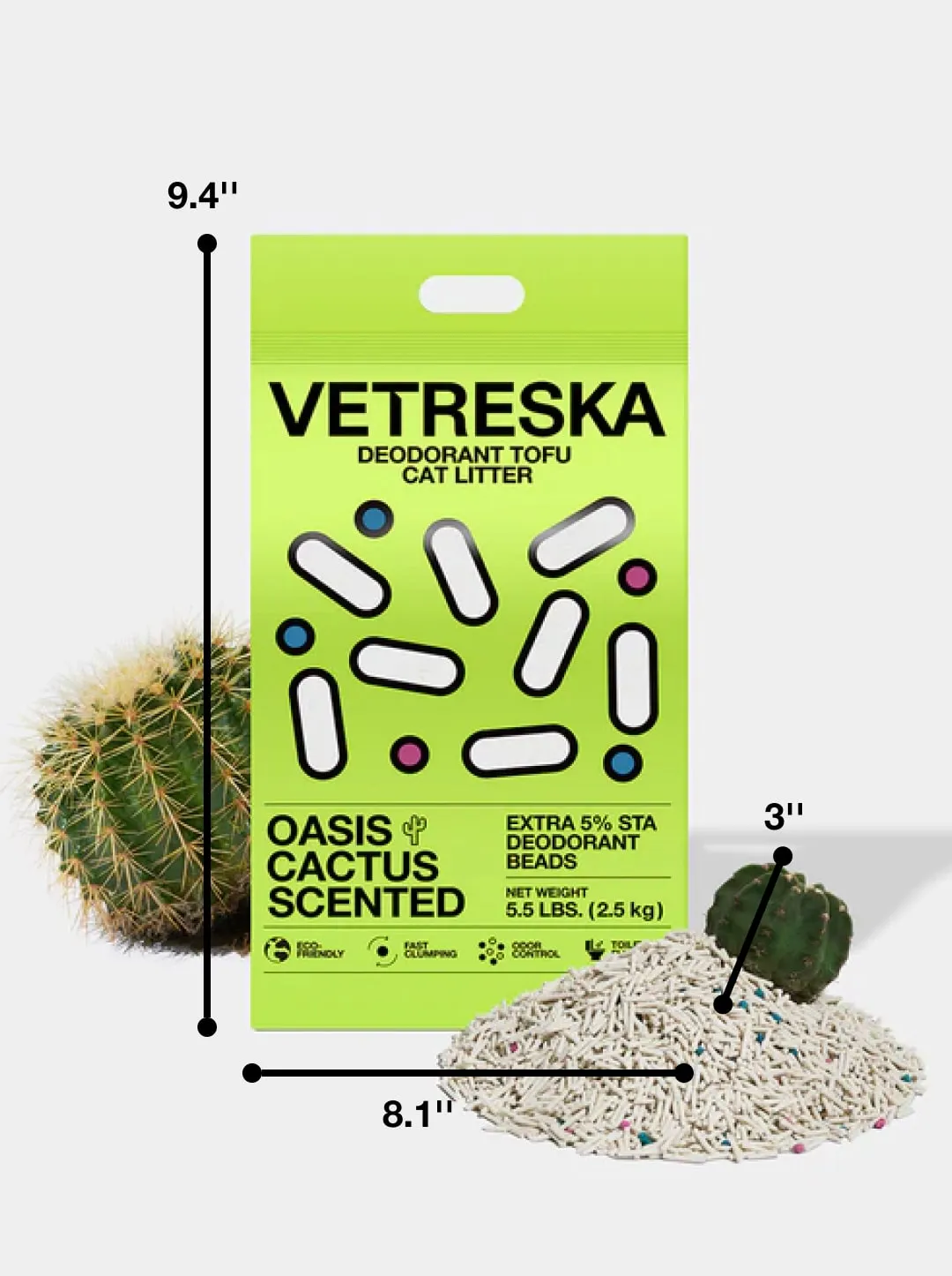 Deodorant Tofu Cat Litter (Oasis Cactus Scented)