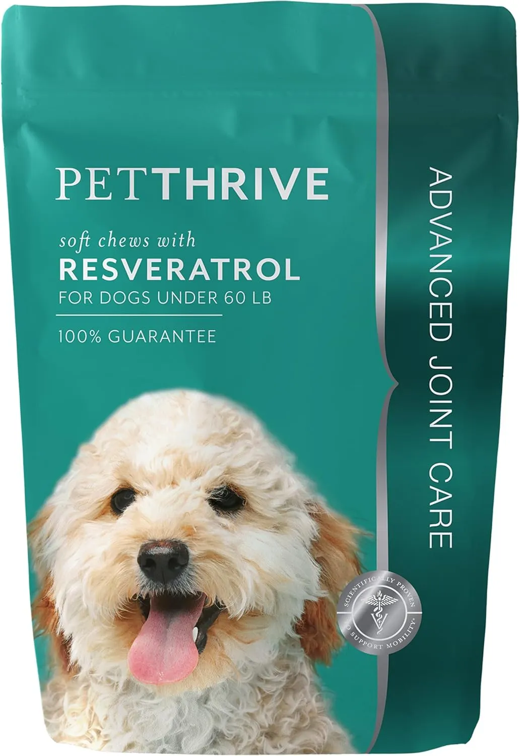 Dog Hip and Joint Support Supplement Soft Chews with Resveratrol, Glucosamine, Chondroitin, Hyaluronic Acid, Bacon Flavor, Small Breed