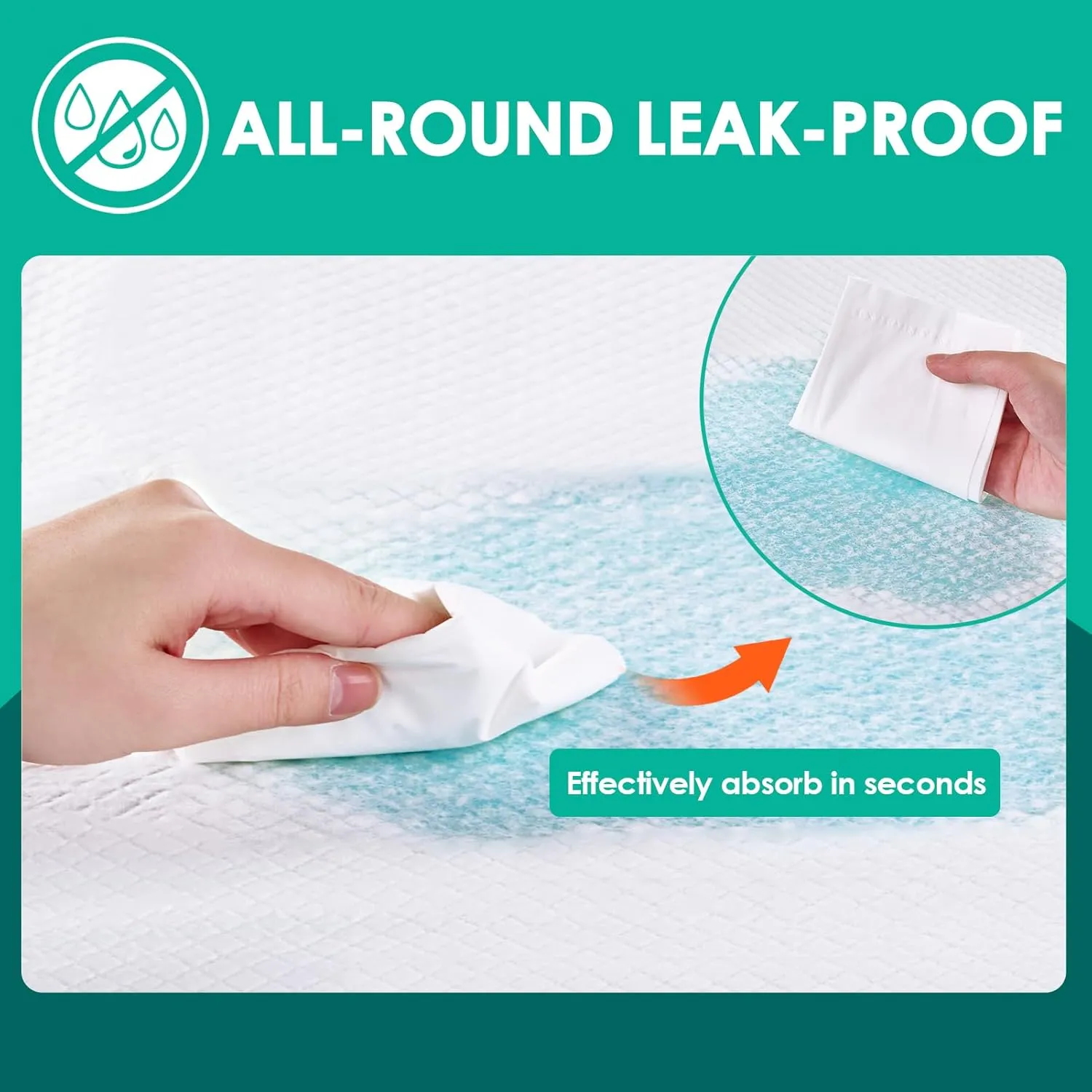 Dog Pee Pads Extra Large 28"x34", X-Large Puppy Training Pads with Adhesive Tabs, 6 Layers Thick, Super Absorbent, Leak-Proof, Quick-Dry, Potty Pads for Dogs and Puppies (50 Count)