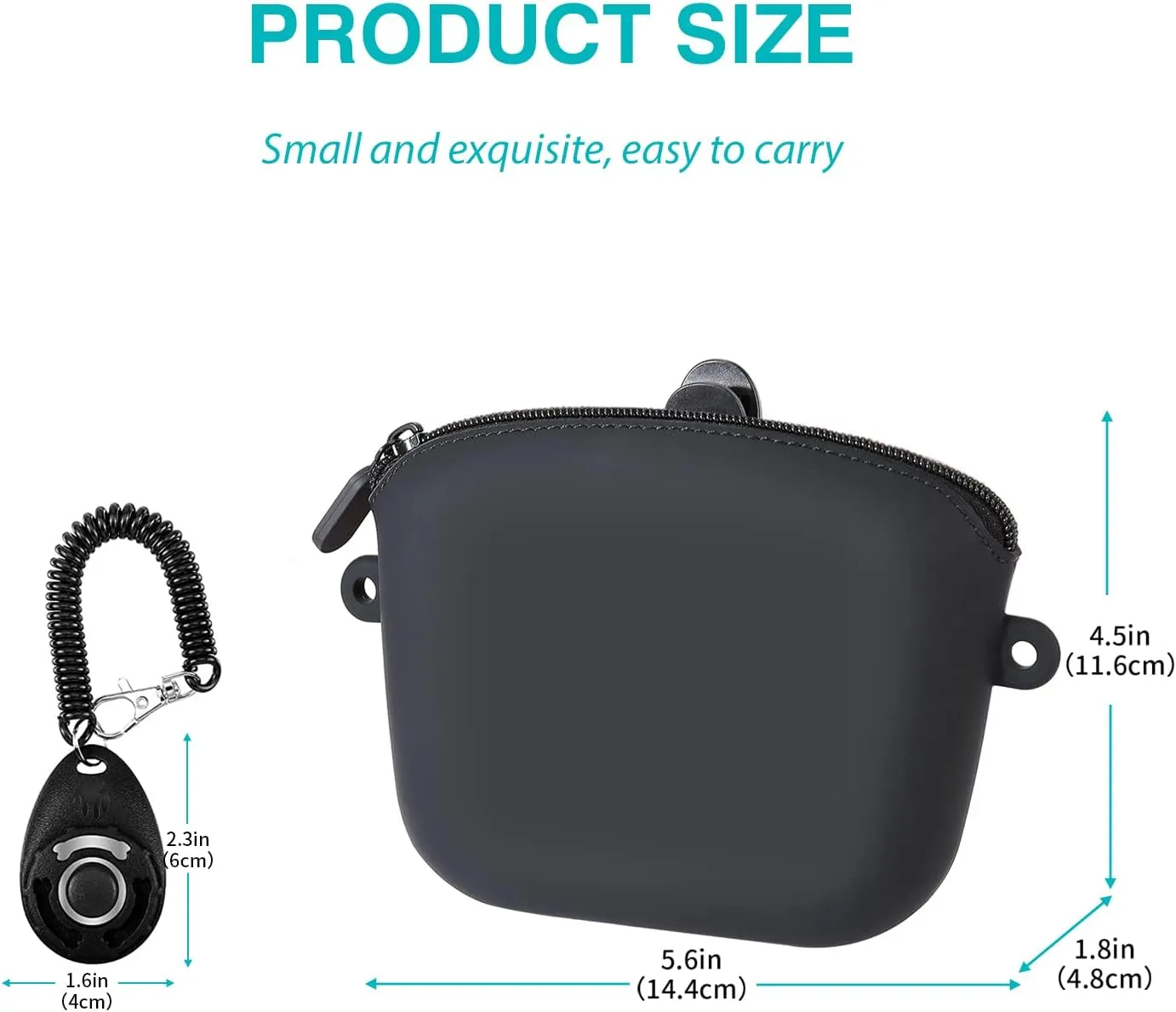 Dog Training Treat Pouch with Clip, Portable Waterproof Puppy Treat Bag and Training Clicker, L