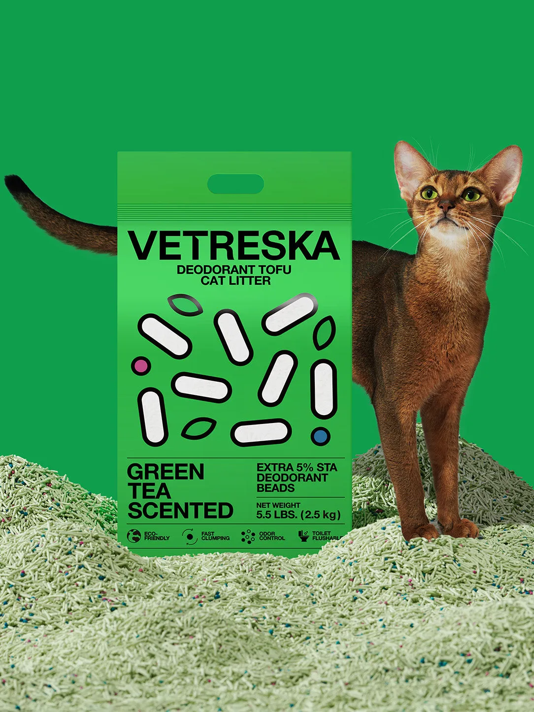 Green Tea Scented Deodorant Tofu Cat Litter*4 Value Packs