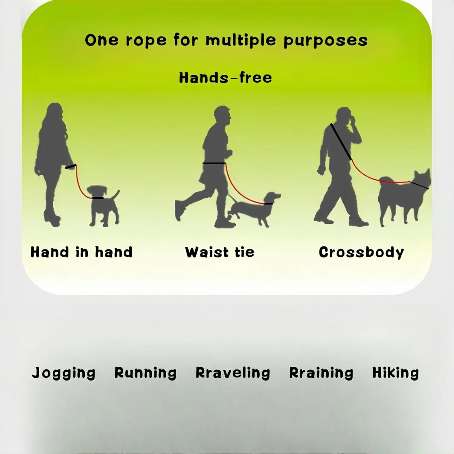 Hands Free Dog Leash Dual Handle, Wearable Leashes for Dog, Padded Waist Belts and Rotating Metal Clip, 5.5 FT for Small Medium Large Dogs (18  lbs) Walking Training Running (Purple Green)
