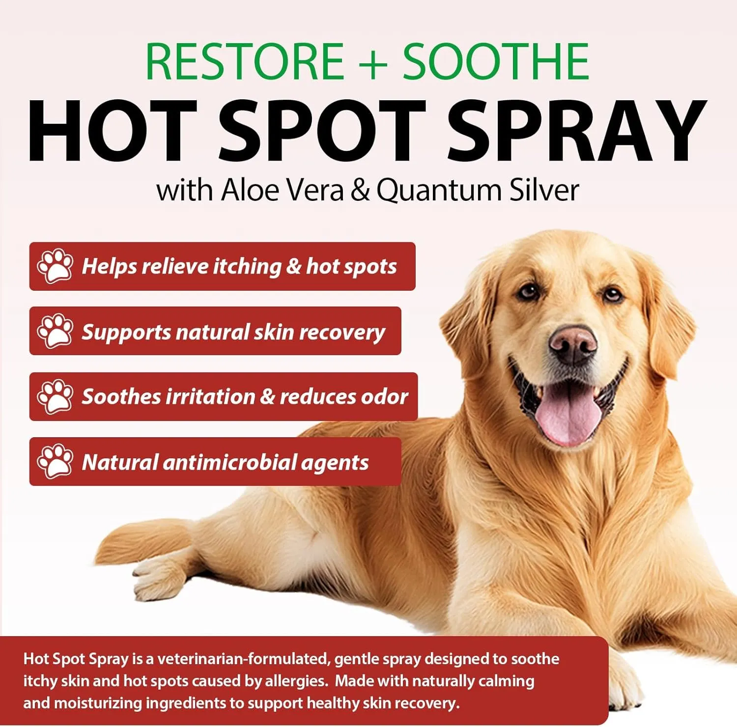 Hot Spot Spray for Dogs, Itch Relief for Dogs, Relieve Irritated Skin, Long Lasting Moisturizing, Emotional Soothing,Pure Plant-Based Ingredients-100ml