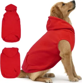 IECOii Warm Dog Hoodie for Large Dog,Dog Christmas Sweater Fleece Vest with Leash Hole,Cold Weather Hoodie for Dogs Girl Boy,Extra Large Dog Sweatshirt Dog Winter Coat for Doberman,Great Dane,Red,4XL