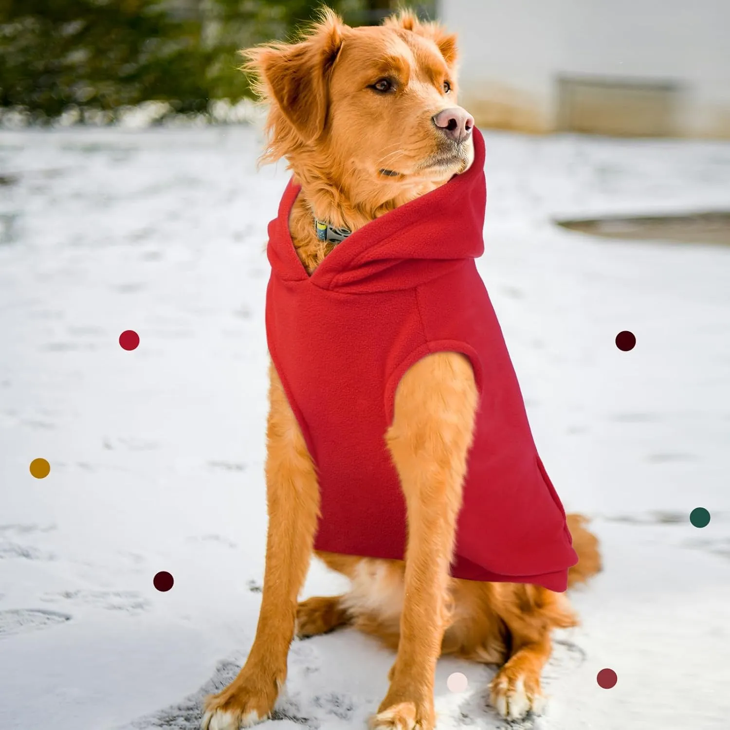 IECOii Warm Dog Hoodie for Large Dog,Dog Christmas Sweater Fleece Vest with Leash Hole,Cold Weather Hoodie for Dogs Girl Boy,Extra Large Dog Sweatshirt Dog Winter Coat for Doberman,Great Dane,Red,4XL