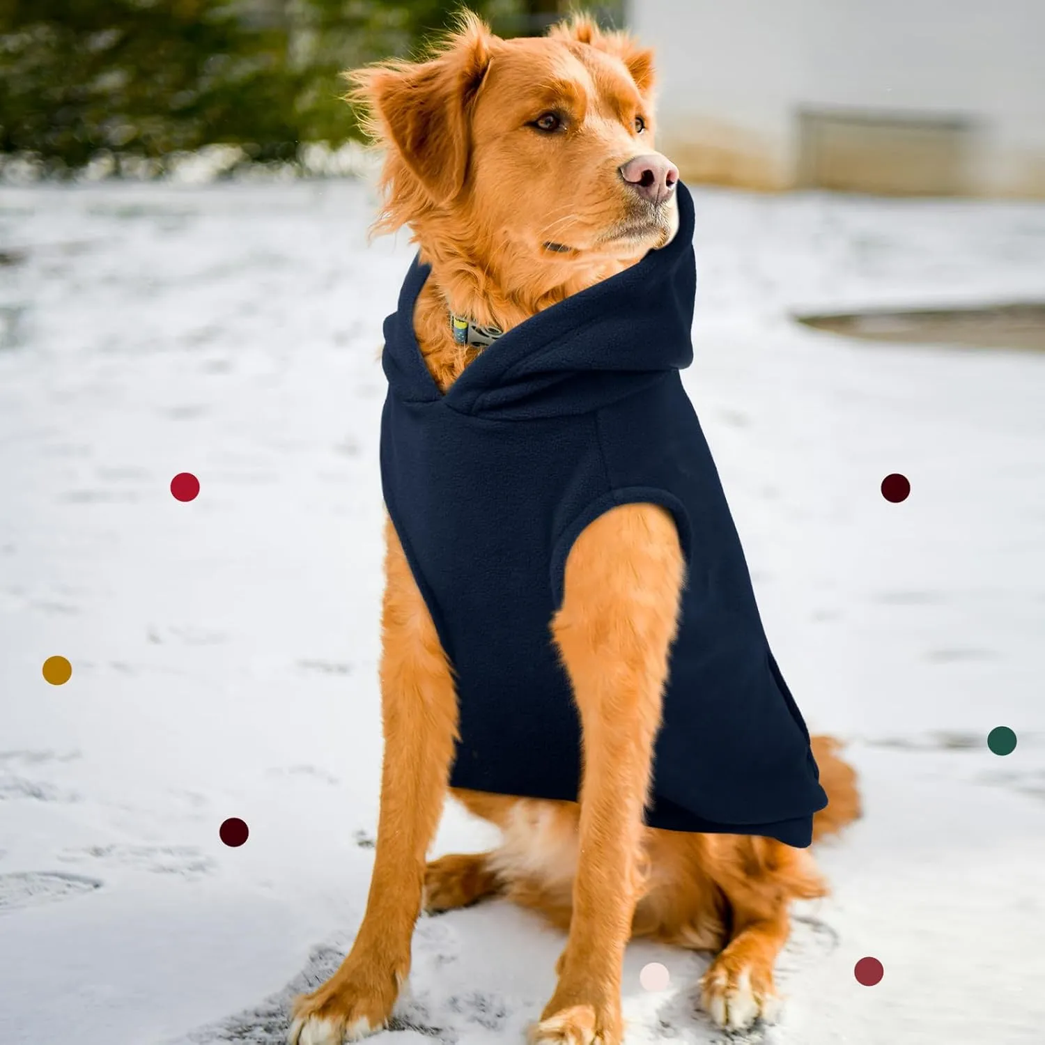 IECOii Warm Dog Hoodie for Large Dogs,Dog Hoodie Fleece Vest with Leash Hole and Pocket,Cold Weather Hoodie for Dog Girl Boy,Extra Large Dog Sweatshirt Dog Winter Coat for Doberman,Great Dane,Blue,4XL