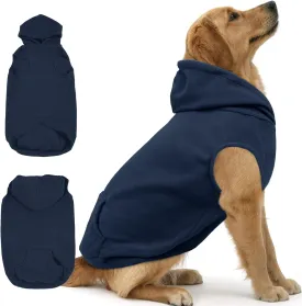 IECOii Warm Dog Hoodie for Large Dogs,Dog Hoodie Fleece Vest with Leash Hole and Pocket,Cold Weather Hoodie for Dog Girl Boy,Extra Large Dog Sweatshirt Dog Winter Coat for Doberman,Great Dane,Blue,4XL