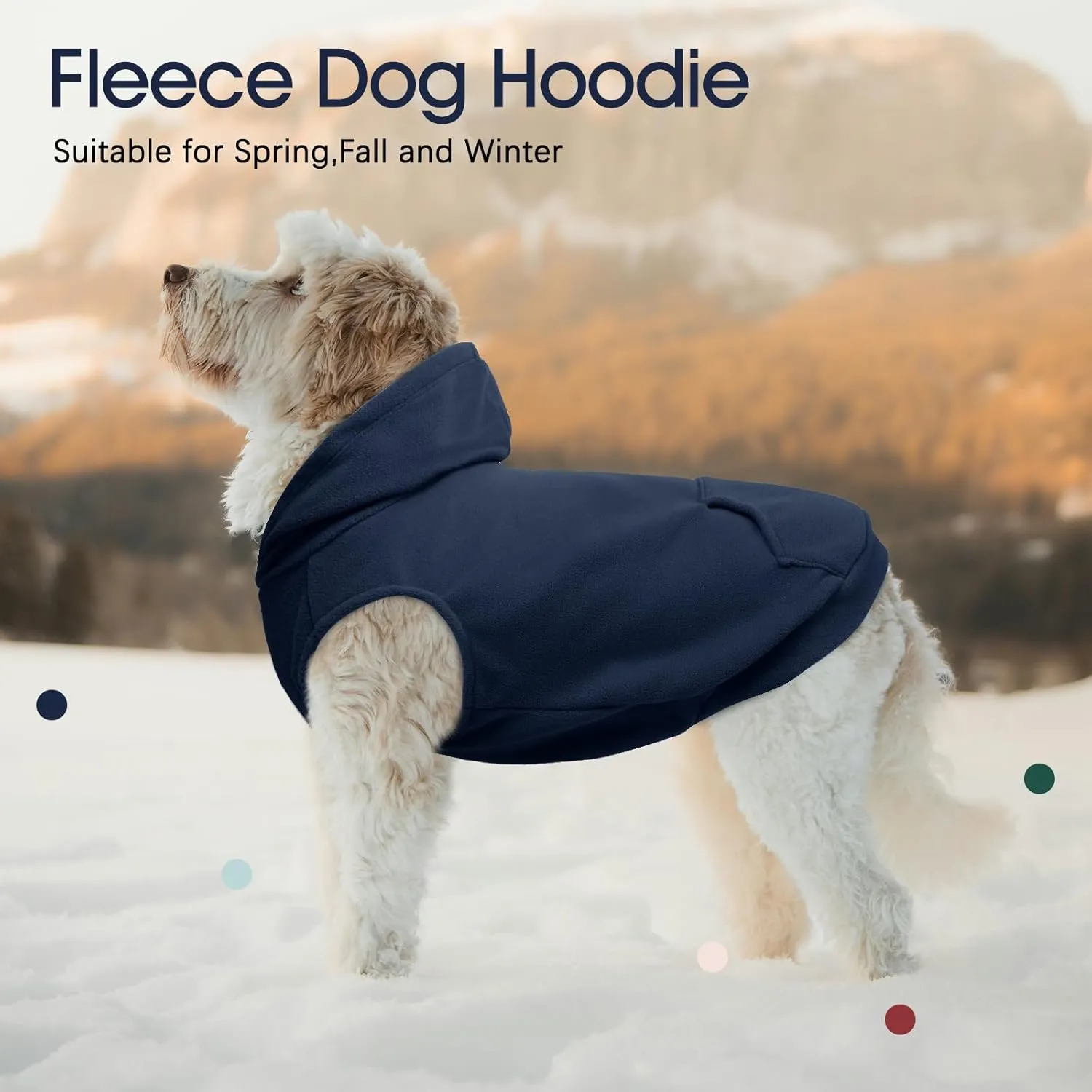 IECOii Warm Dog Hoodie for Large Dogs,Dog Hoodie Fleece Vest with Leash Hole and Pocket,Cold Weather Hoodie for Dog Girl Boy,Extra Large Dog Sweatshirt Dog Winter Coat for Doberman,Great Dane,Blue,4XL
