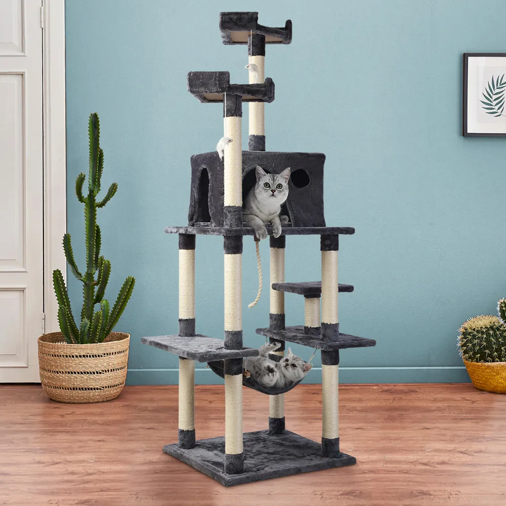 i.Pet 184cm Wooden Cat Tree - Deluxe Scratching Post, Tower & Condo House Oasis for Felines