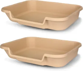 KittyGoHere Senior Cat Litter Box 2 Pack, Large Beach Sand Low Entrance Kitty Litter Box, Sized for Cats Comfort, Perfect for Senior and Arthritic Cats, Made in USA