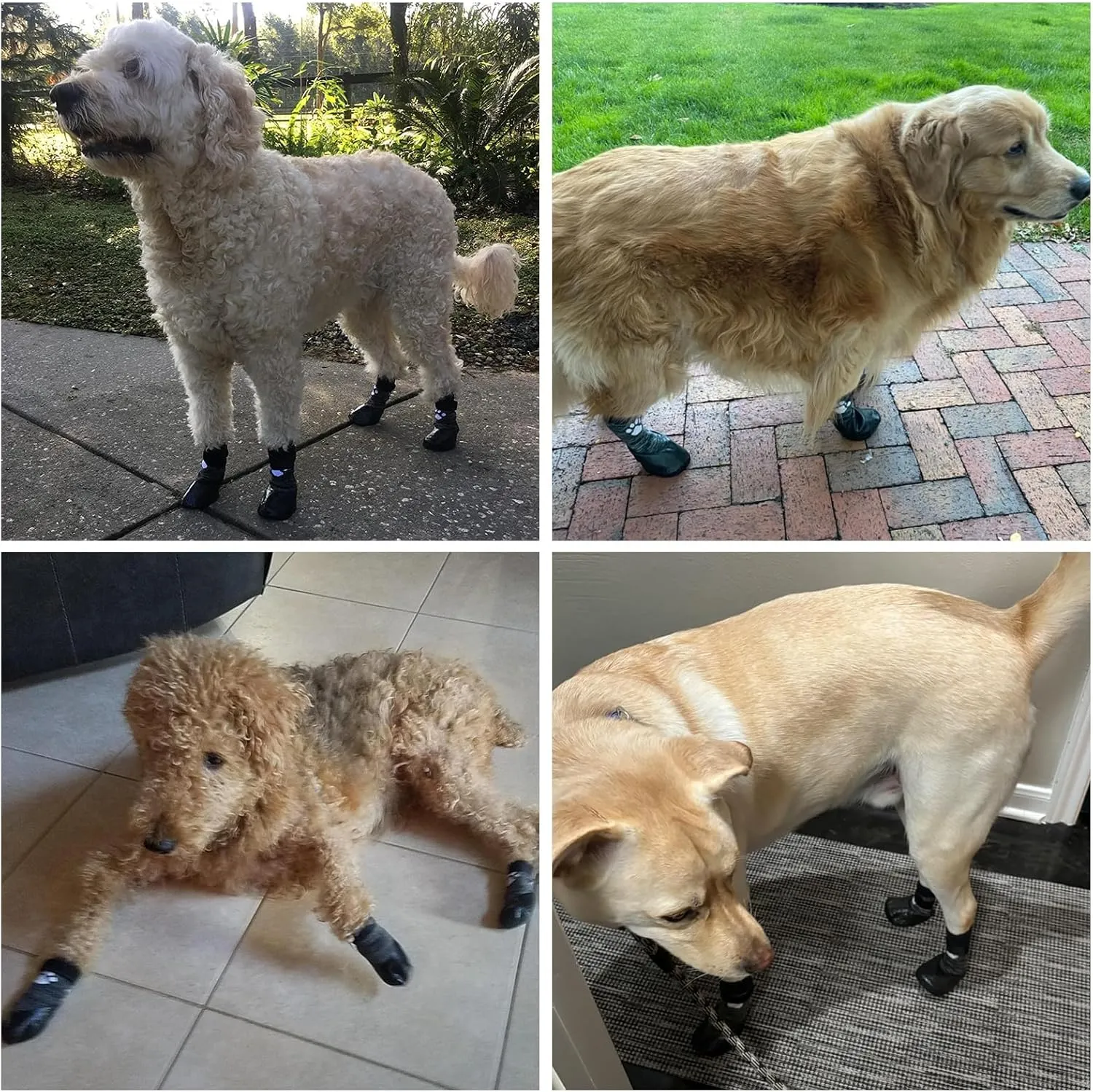 KOOLTAIL Dog Socks to Prevent Licking Paws for Hardwood Floors, Anti Slip Waterproof Dog Boots & Paw Protector Traction Shoes with Toe Grips for Small Medium Large Senior Dogs Black L