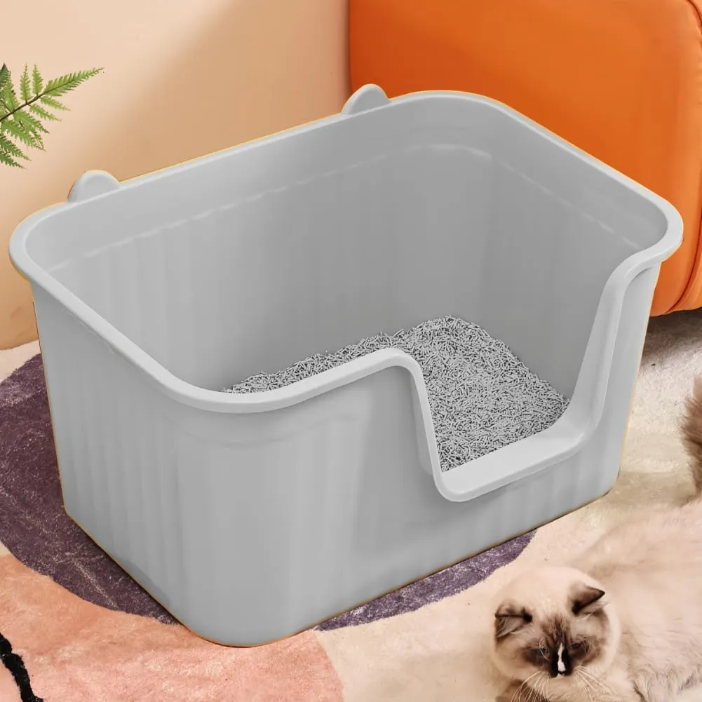 Large Cat Litter Box 20" L x 16" W x 12" H Jumbo Cat Litter Box for Multi Cat Households, High Sided Litter Box& Top Entry,Anti-Splashing Kitty Litter Box Easy Cleaning.Gray