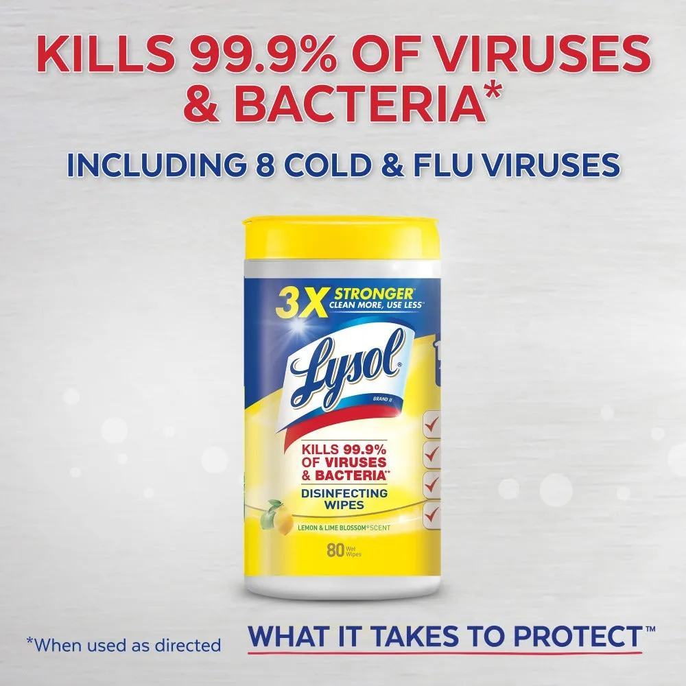 Lysol Disinfecting Wipes  Lemon & Lime Blossom - 80 Ct - Container