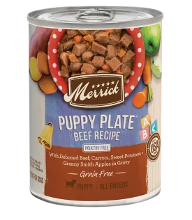 Merrick Grain Free Puppy Plate Beef in Gravy Wet Dog Food, 12.7-oz Case of 12