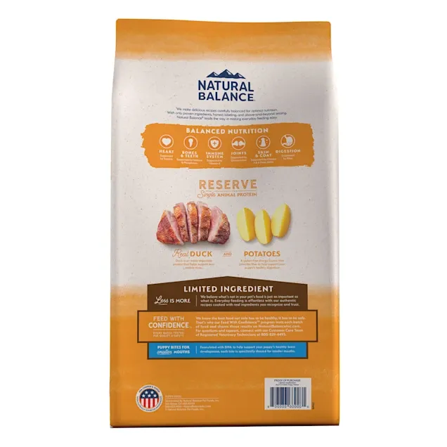 Natural Balance Limited Ingredient Reserve Grain Free Duck & Potato Puppy Recipe, Dry Dog Food
