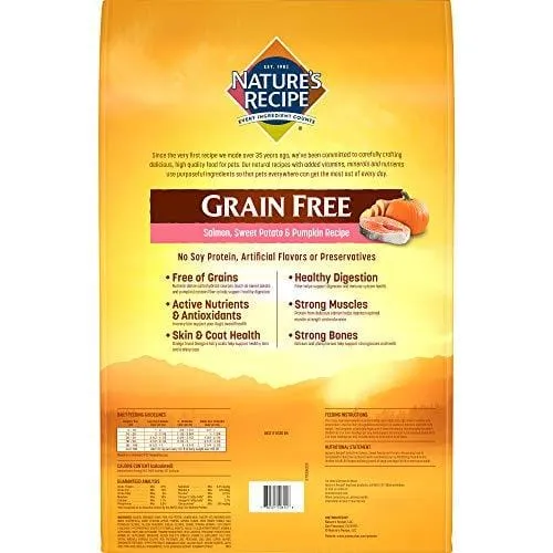 Nature's Recipe Grain Free Easy To Digest Dry Dog Food, Salmon, Sweet Potato & Pumpkin Recipe, 24 lb