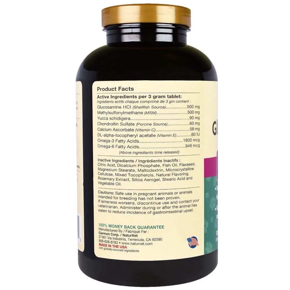NaturVet Glucosamine Double Strength With MSM & Chondroitin Joint Supplement For Dogs 120ct