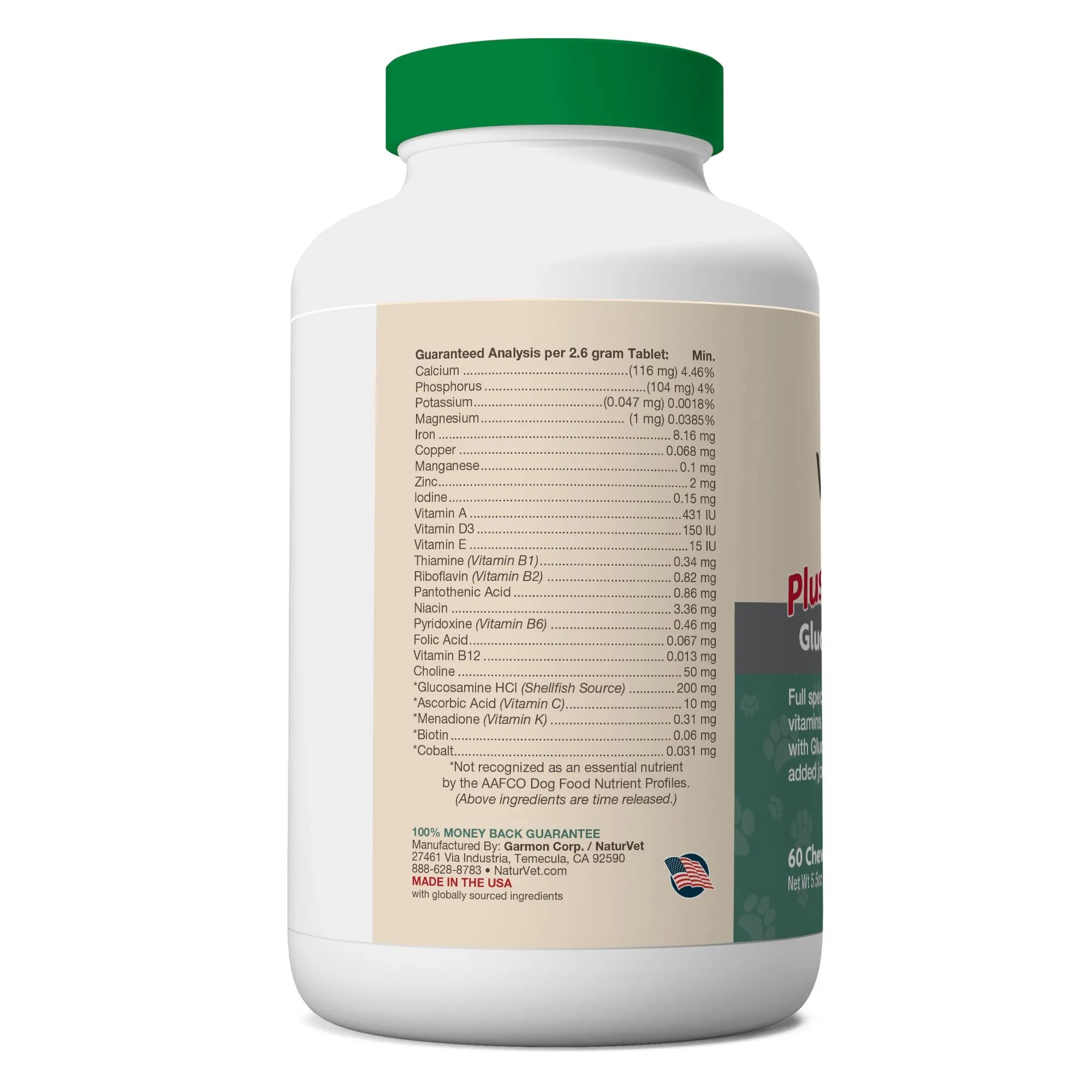 Naturvet Vita Pet SENIOR with Glucosamine Tablets Dog Supplements - 60 ct Bottle