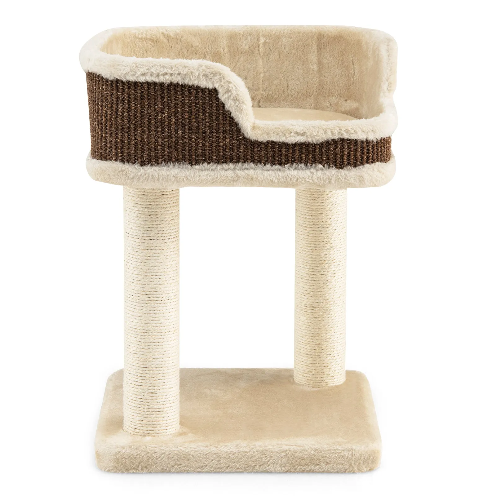 NNECW Compact Cat Tree Tower for Scratching Relaxing &amp Sleeping-Beige