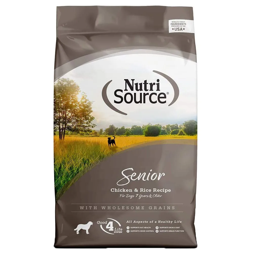 Nutrisource Chicken & Rice Senior Formula Dry Dog Food 15lb