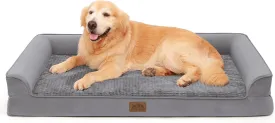 Orthopedic Dog Bed for Extra Large Dog, XL Pet Couch for XLarge Size Dog, Big Supportive Foam Bolster Sofa with Waterproof Lining Cover, Comfort, Washable, 48x32x7.5 in, U Shape, Grey