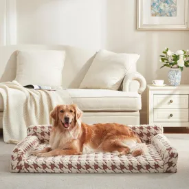 Orthopedic Dog Beds for Large Dogs Washable, Detachable Side Bolster and Pillow, XL Dog Sofa with Memory Foam, with Removable Cover and Non-Slip Bottom, Brown