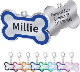 Personalized Engraving Pet ID Tags Small or Large Dog Tags Engraved Both Sides Bone Shape Cat Tag Customized Name Pink Black Purple Red Blue Gift for Pets