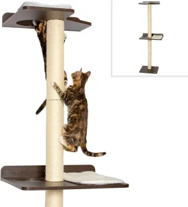PetFusion Ultimate Cat Climbing Tower & Activity Tree. (24 x 20.8 x 76.8 inches (lwh) Tall Sisal Scratching Posts, Modern Wall Mounted cat Furniture, Espresso Finish). 1 Year Manufacturer Warranty