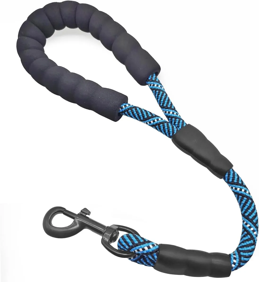 Short Dog Leash- 18 Inch Rope Traffic Lead with Padded Handle- 1/2 Strong Nylon Tab for Medium Large Dogs Training Walking (Blue-1.5 ft)
