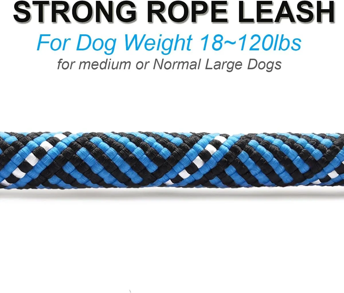 Short Dog Leash- 18 Inch Rope Traffic Lead with Padded Handle- 1/2 Strong Nylon Tab for Medium Large Dogs Training Walking (Blue-1.5 ft)